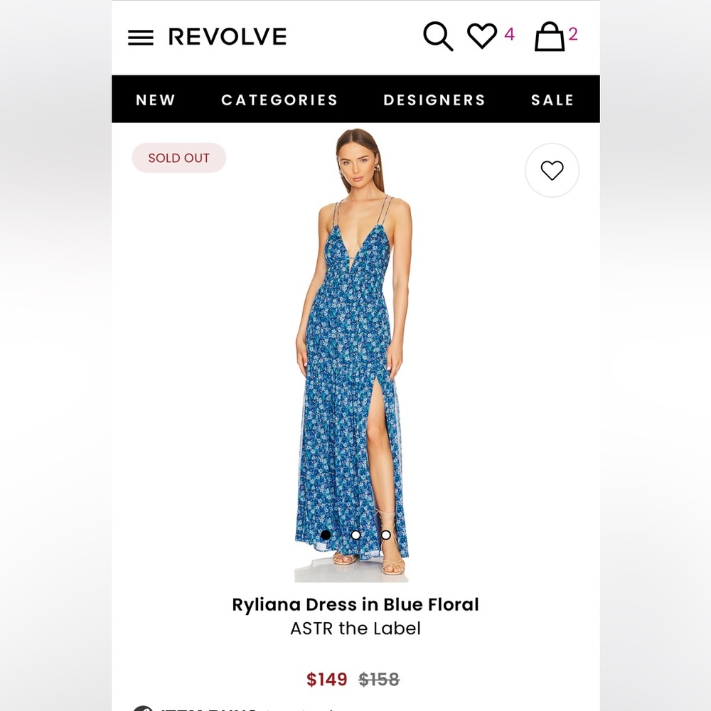 ASTR the Label Ryliana Dress in Blue Floral size S